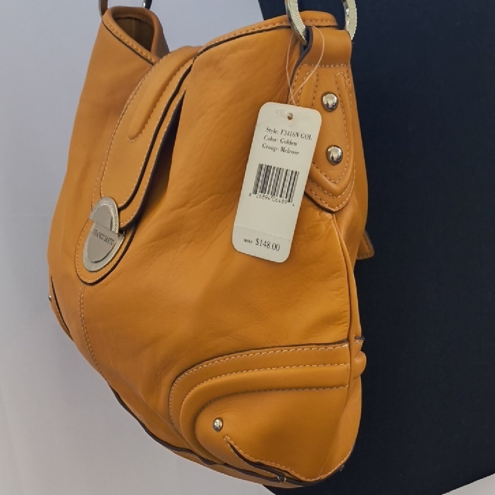 New Franco Sarto Leather Shoulder Bag With Silver Hardware